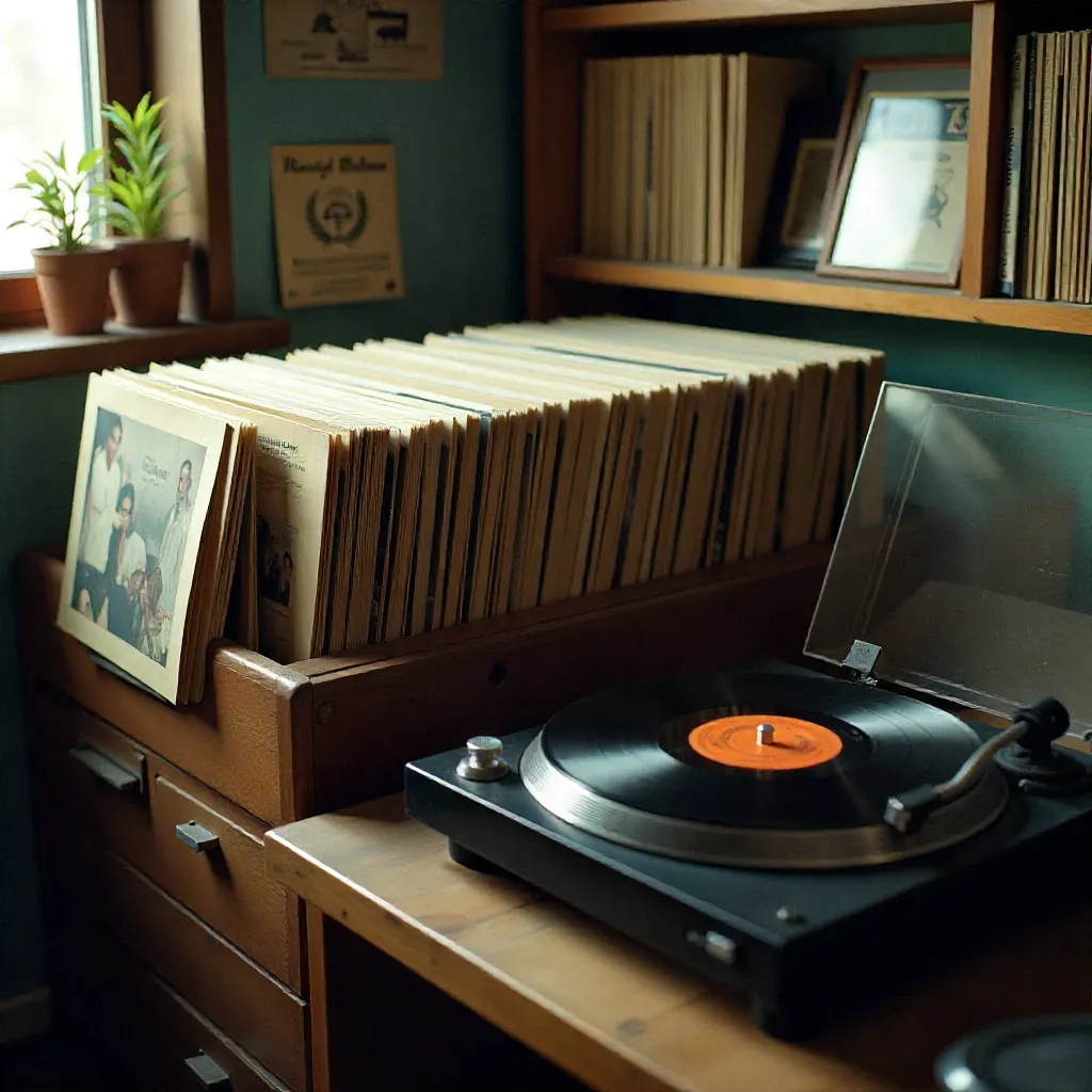 Professional vinyl record maintenance workspace